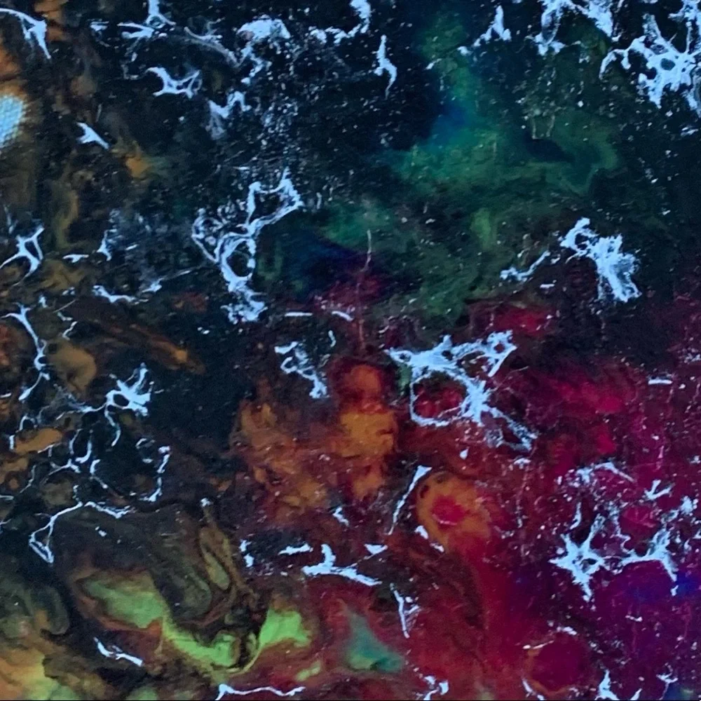 Original Artwork Canvas Colorful Thoughts green, red white black 12 x 9 Acrylic
